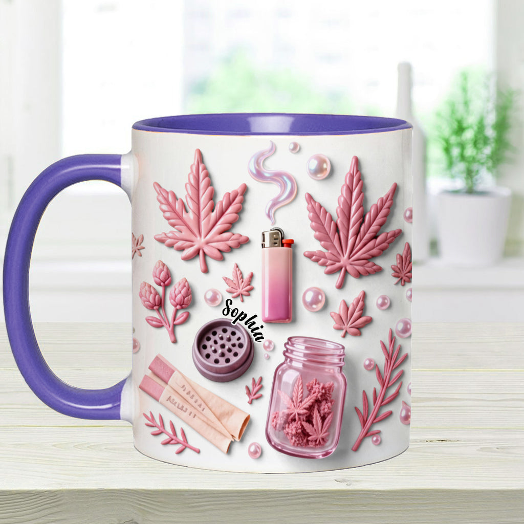 Feuille de magie verte - Mug et sous-verre personnalisés avec motif cannabis