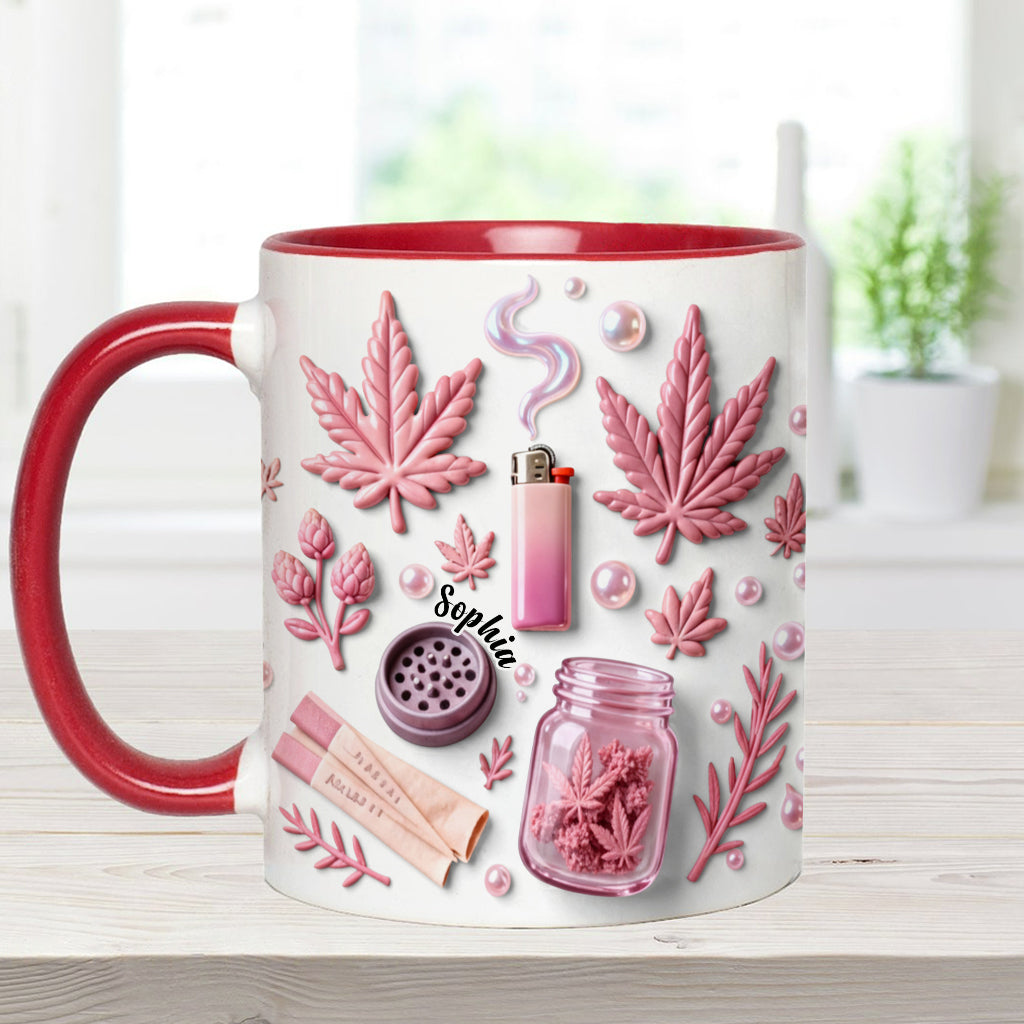 Feuille de magie verte - Mug et sous-verre personnalisés avec motif cannabis