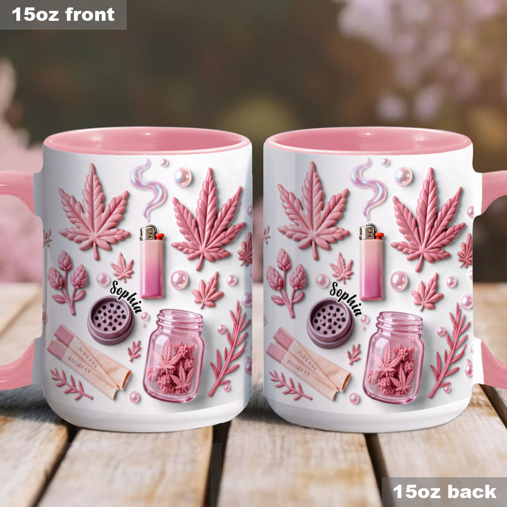 Feuille de magie verte - Mug et sous-verre personnalisés avec motif cannabis