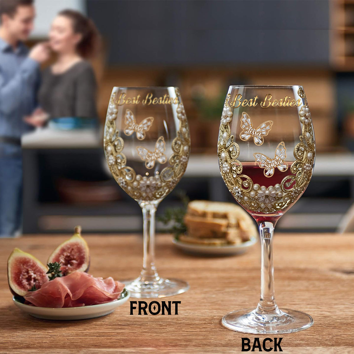 Meilleures amies - Verre à vin personnalisé pour meilleures amies avec longue tige