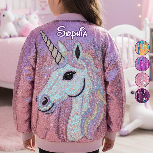 Magnifique cadeau licorne pour fille - Veste universitaire enfant personnalisée