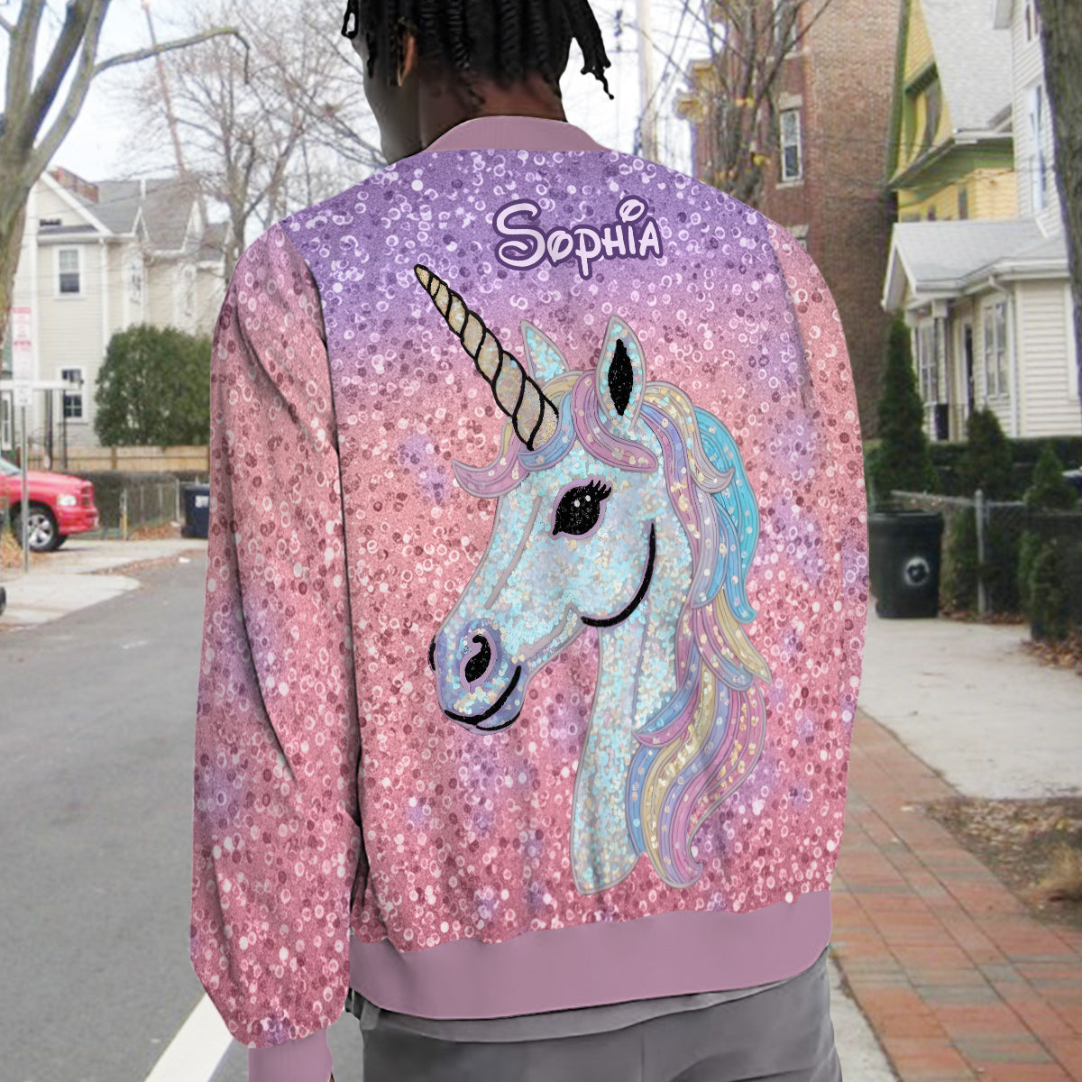 Beautiful Unicorn Gift For Girl - Personalized Kid Varsity Jacket