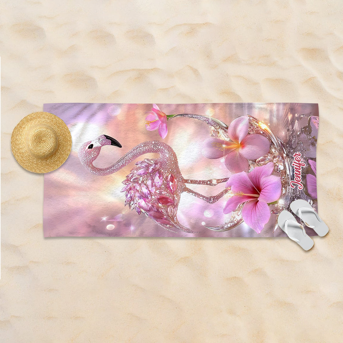 The Beach Is Calling - Personalized Flamingo Quick-dry Beach Towel/ Bath Towel