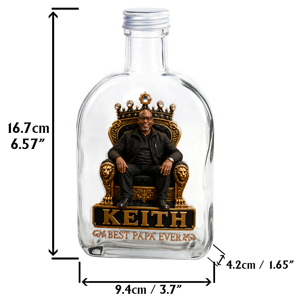 Cadeau pour Roi Noir, Cadeau Personnalisé Fête des Pères - Bouteille de Whisky & Verre Personnalisés