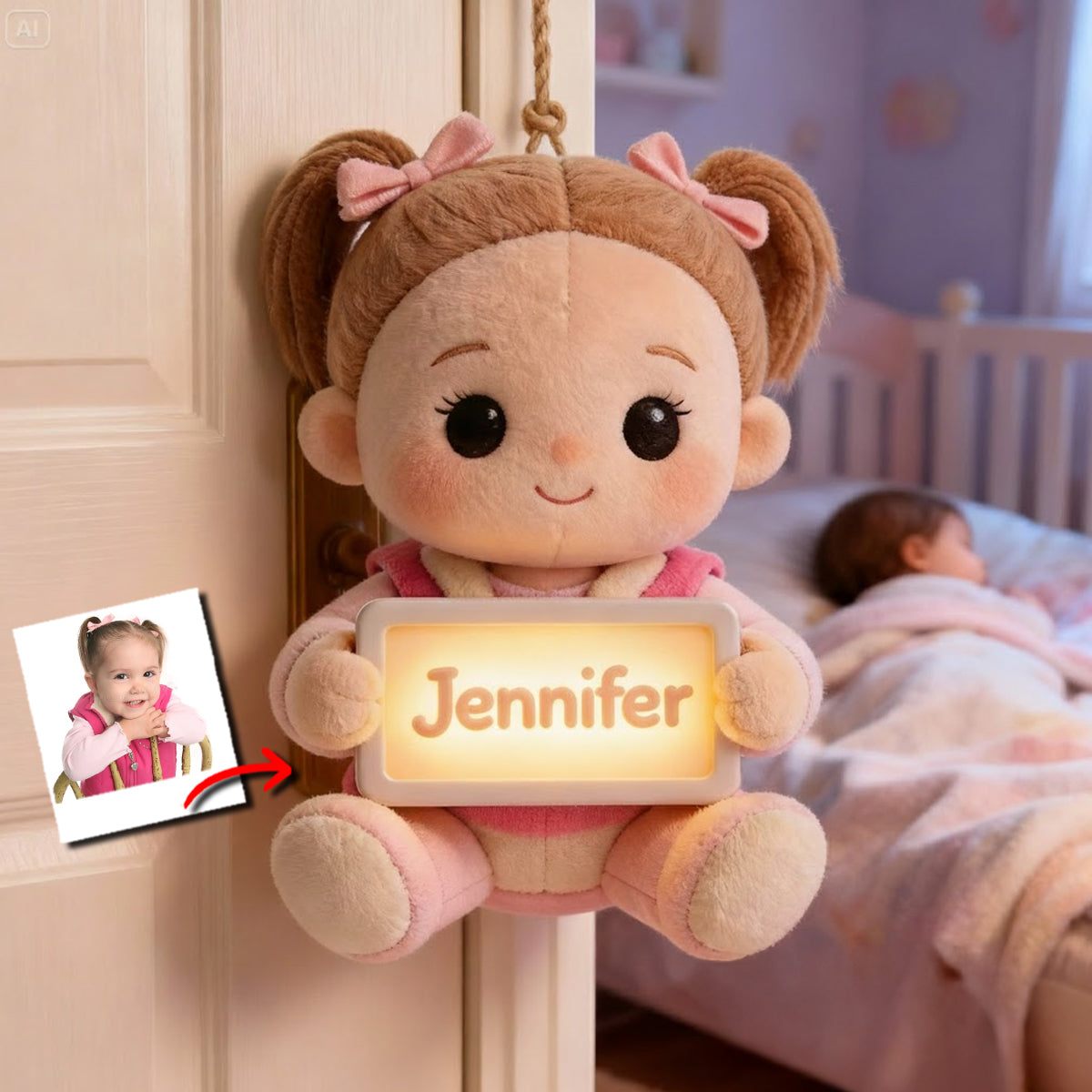 Nom de la chambre - Panneau lumineux LED personnalisé pour enfant en acrylique