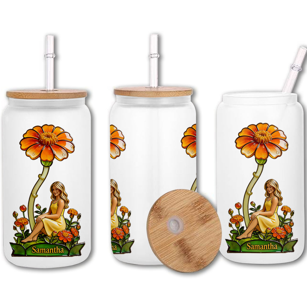 Personnalisation avec photo et fleur pour votre anniversaire - Verre à boire personnalisé « Amour de soi »