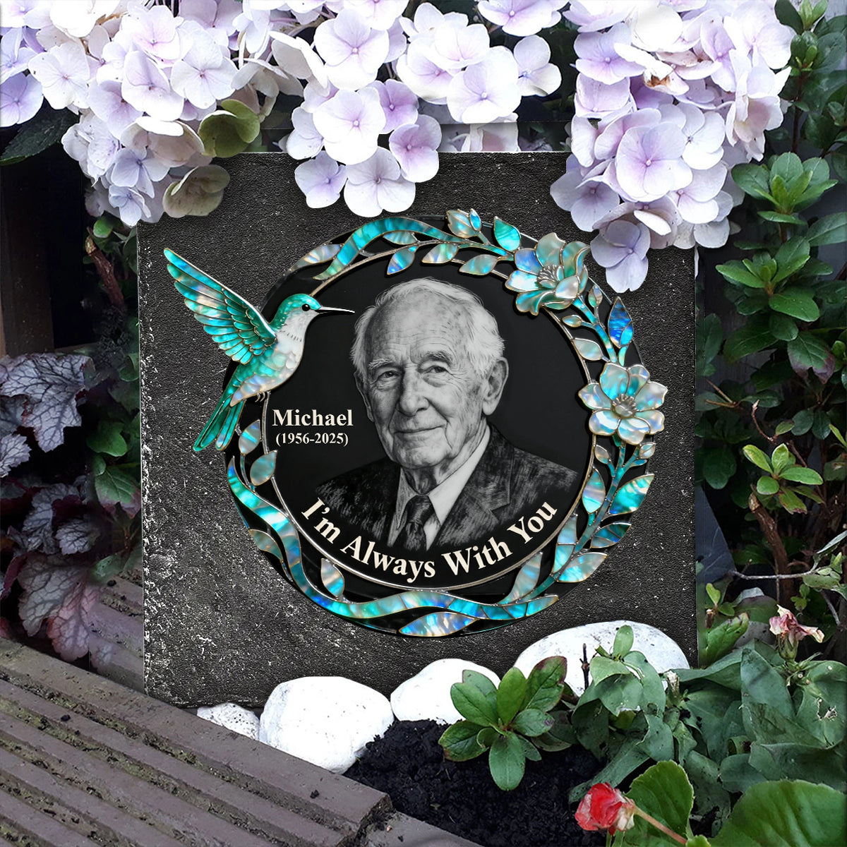 Je suis toujours avec toi - Pierre tombale carrée personnalisée