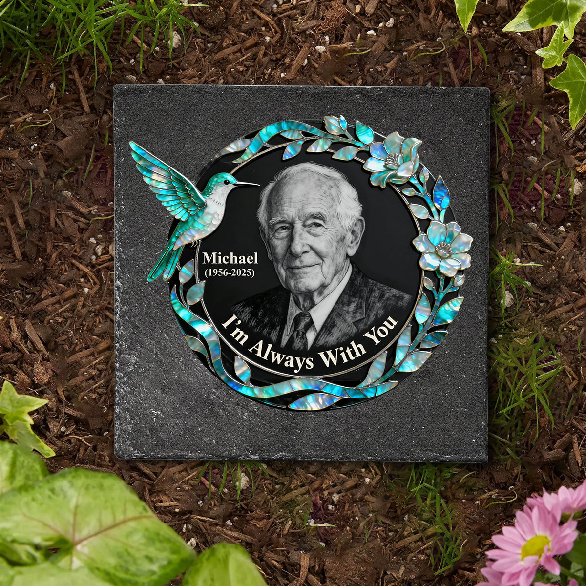 Je suis toujours avec toi - Pierre tombale carrée personnalisée