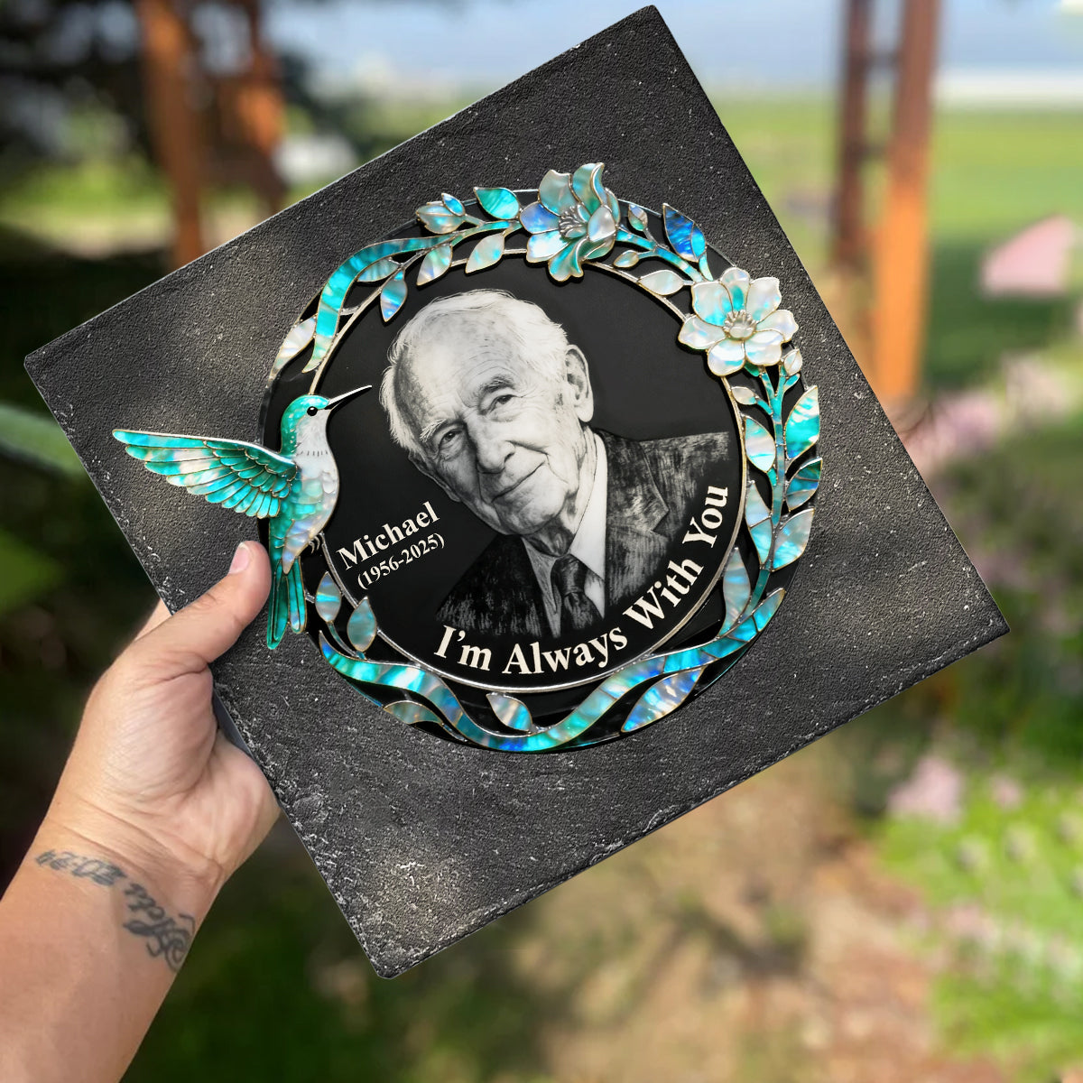 Je suis toujours avec toi - Pierre tombale carrée personnalisée