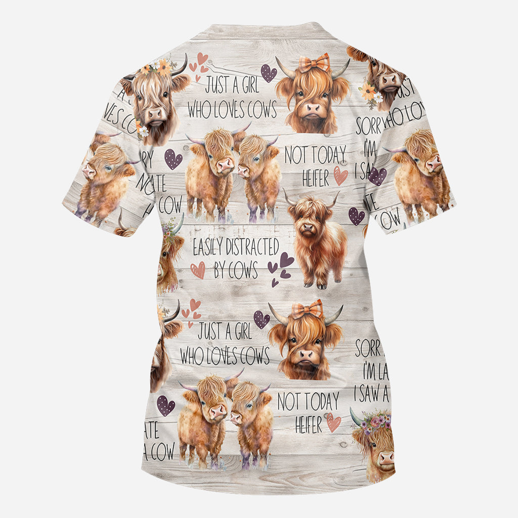 Une fille qui aime les vaches des Highlands - T-shirt personnalisé avec motif vache des Highlands
