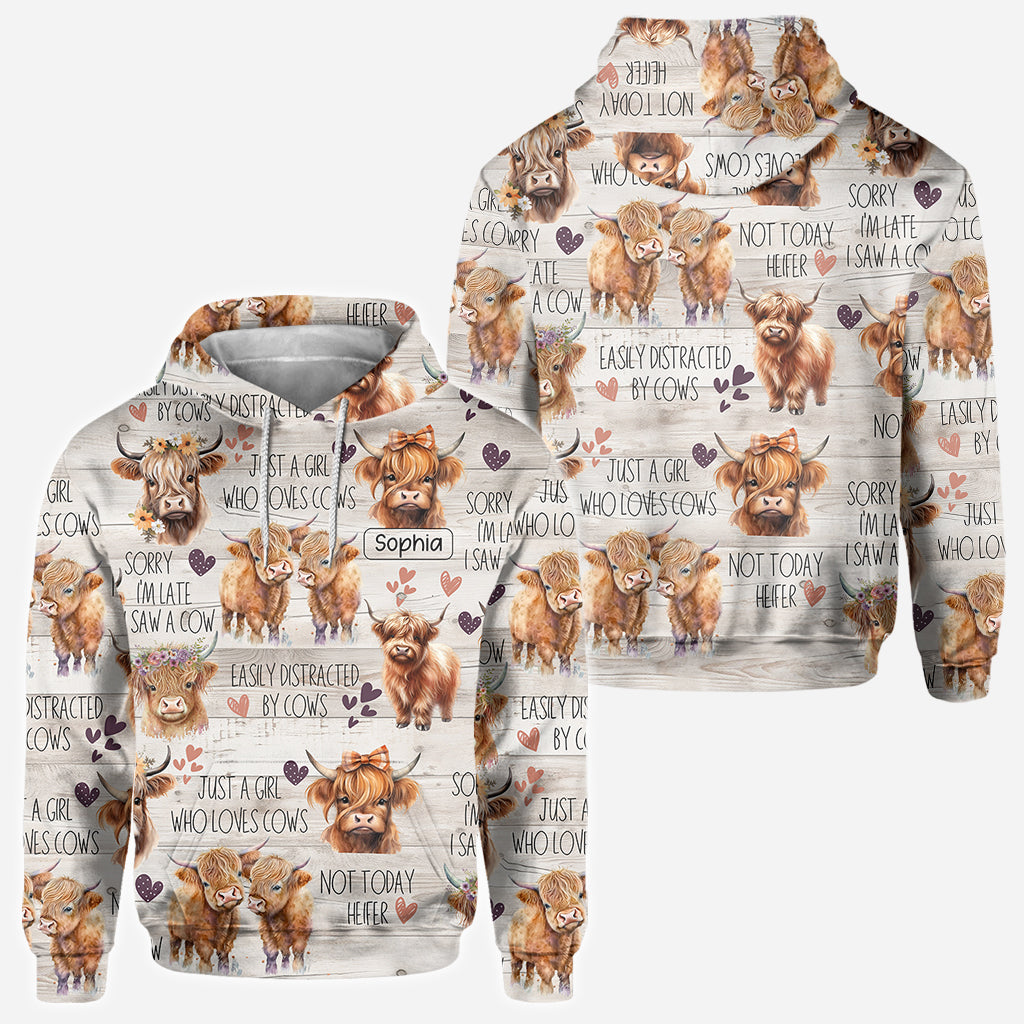 Une fille qui aime les vaches des Highlands - T-shirt personnalisé avec motif vache des Highlands