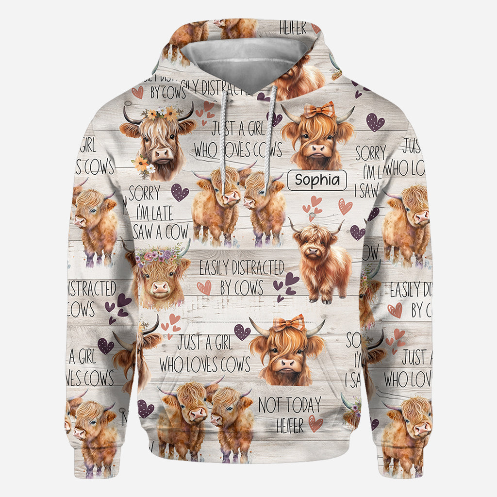 Une fille qui aime les vaches des Highlands - T-shirt personnalisé avec motif vache des Highlands