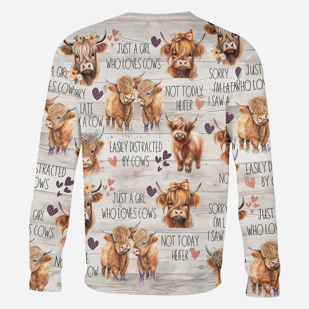 Une fille qui aime les vaches des Highlands - T-shirt personnalisé avec motif vache des Highlands