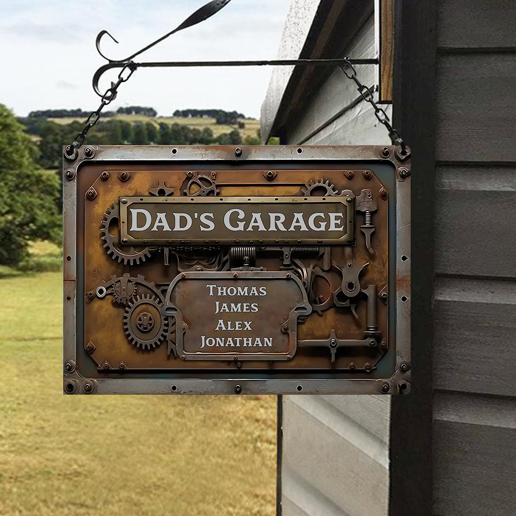 Dad's Garage - Personalized Father Rectangle Metal Sign