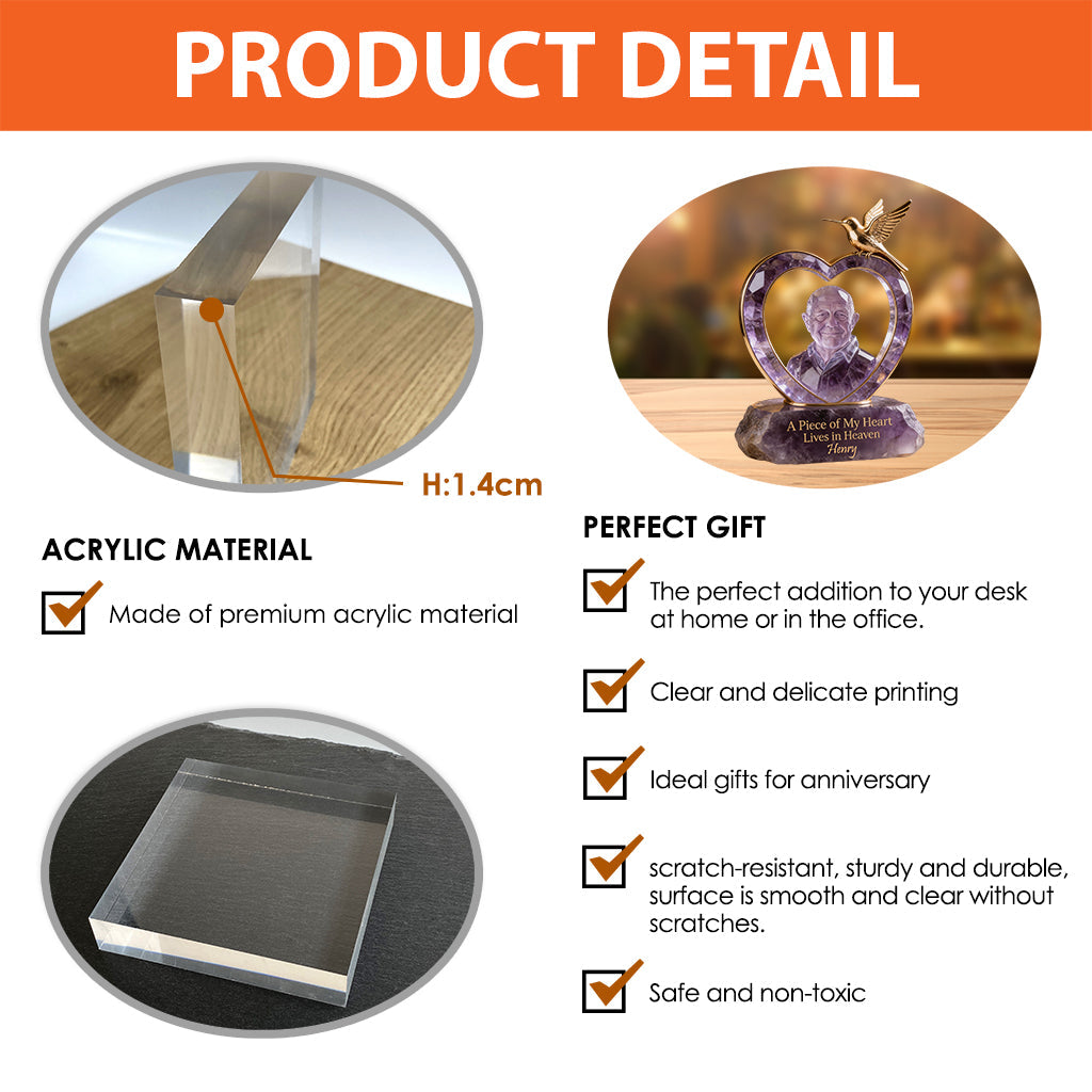 Une partie de mon cœur vit dans mon cœur - Plaque commémorative personnalisée en acrylique.