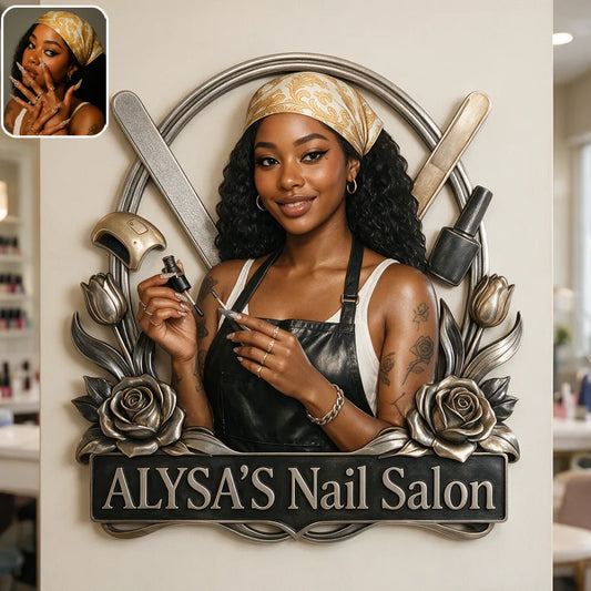Nail Tech Wall Decor - Personalized Nail Salon 3D Printed Cut Metal Sign