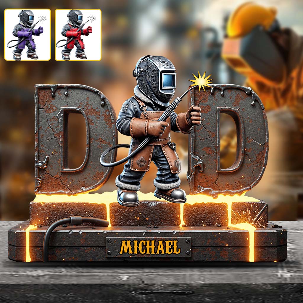 Cadeau pour soudeur, papa, grand-père - Plaque acrylique personnalisée en forme de soudeur