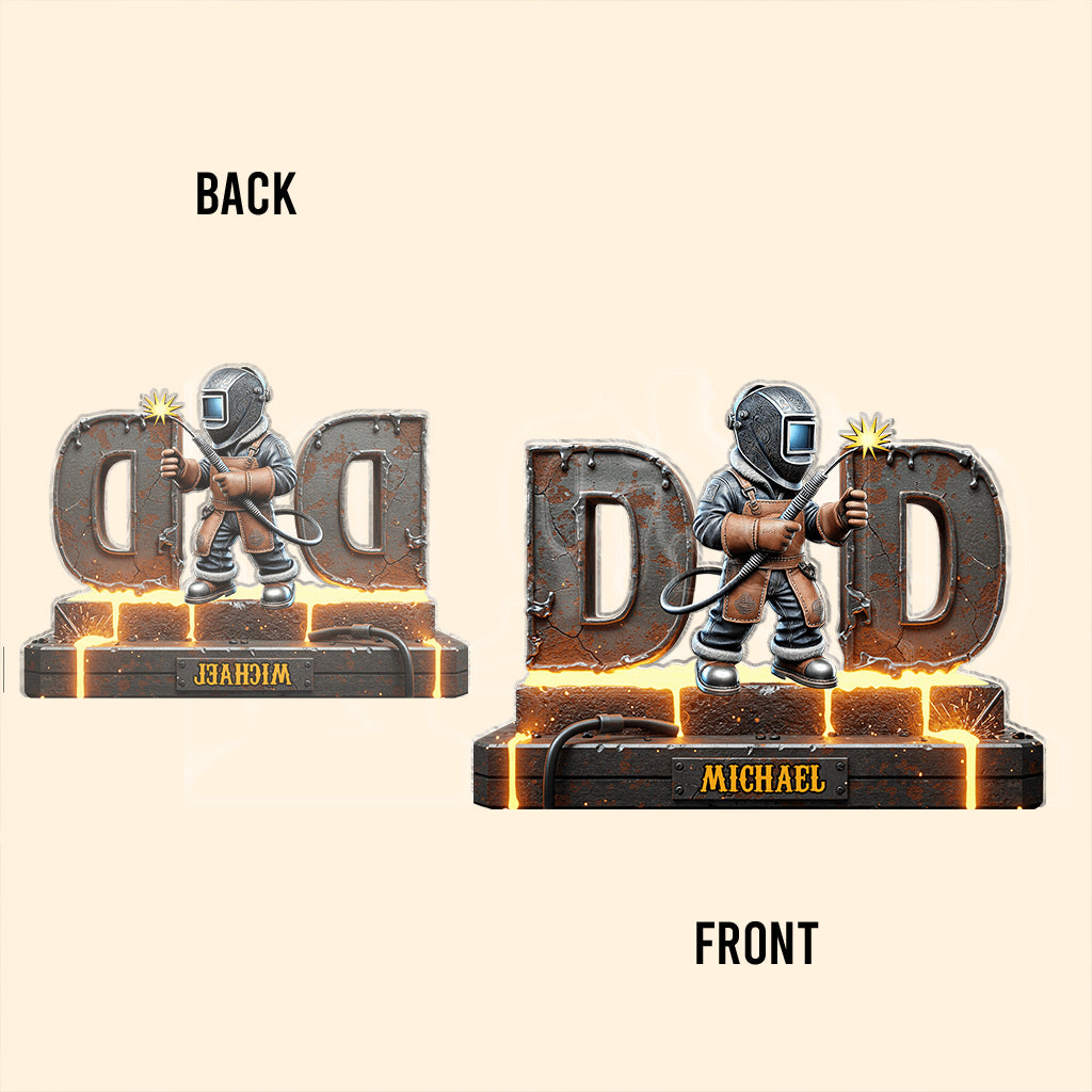 Cadeau pour soudeur, papa, grand-père - Plaque acrylique personnalisée en forme de soudeur