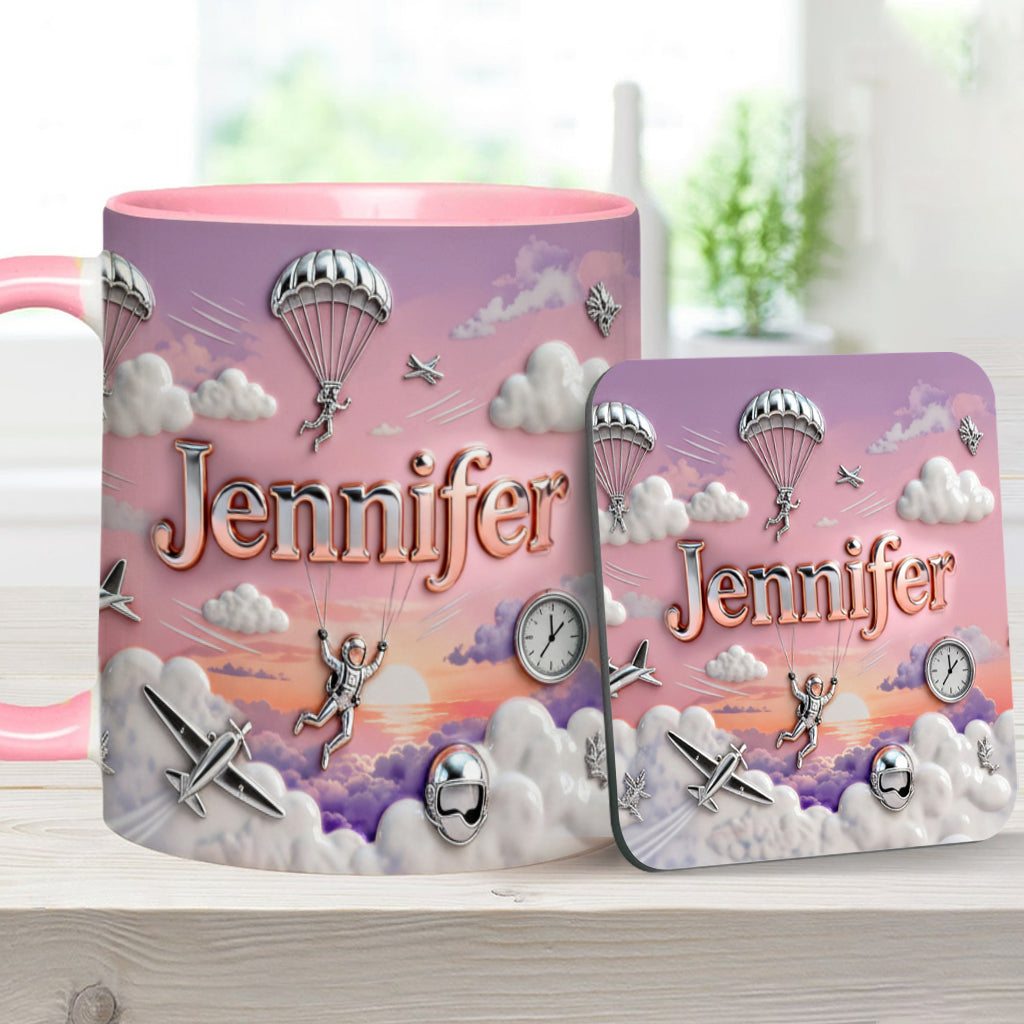 J'adore le parachutisme - Mug et sous-verre personnalisés sur le thème du parachutisme