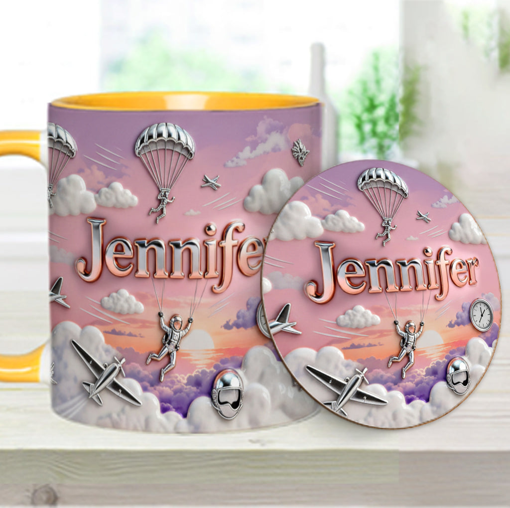 J'adore le parachutisme - Mug et sous-verre personnalisés sur le thème du parachutisme