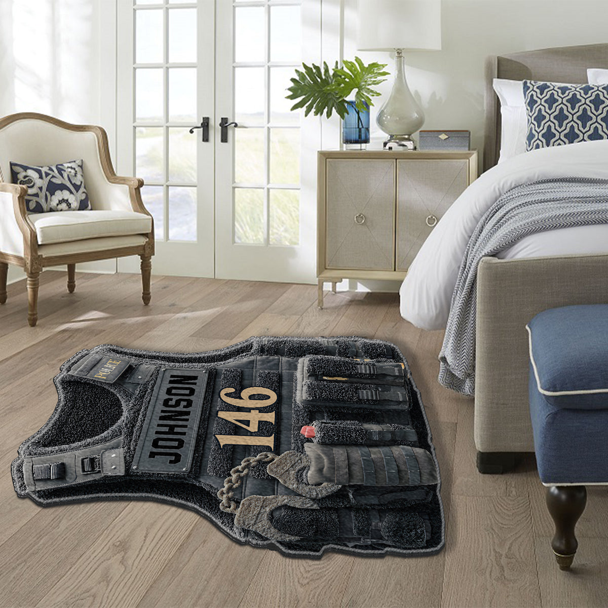Bulletproof Police Vest - Personalized Police Officer Non-Slip Tufted Rug