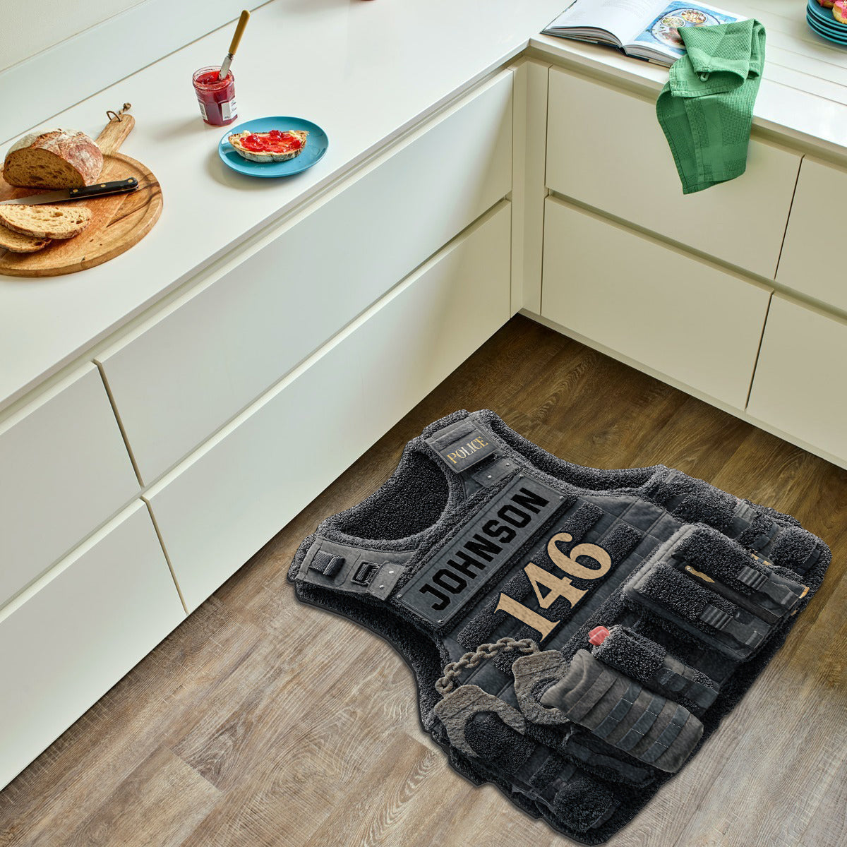 Bulletproof Police Vest - Personalized Police Officer Non-Slip Tufted Rug