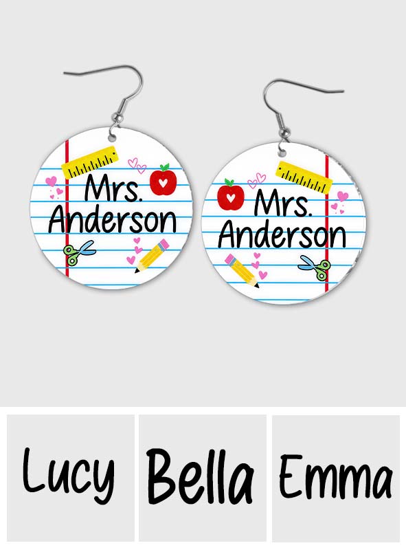 Back To School - Personalized Teacher Earrings