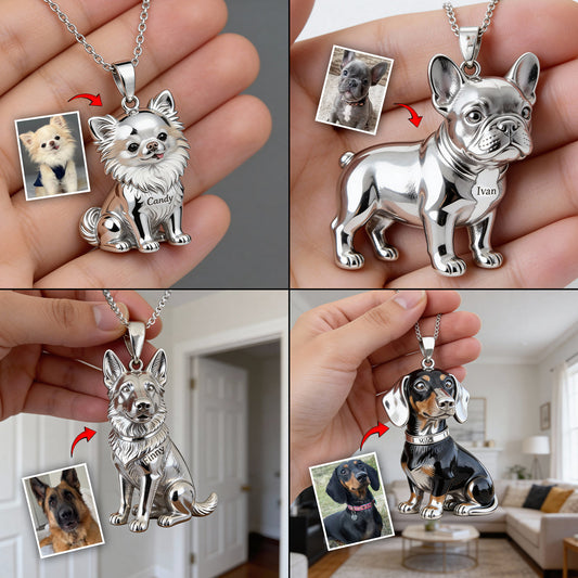 J'aime mon chien - Collier pendentif personnalisé en acrylique en forme de chien
