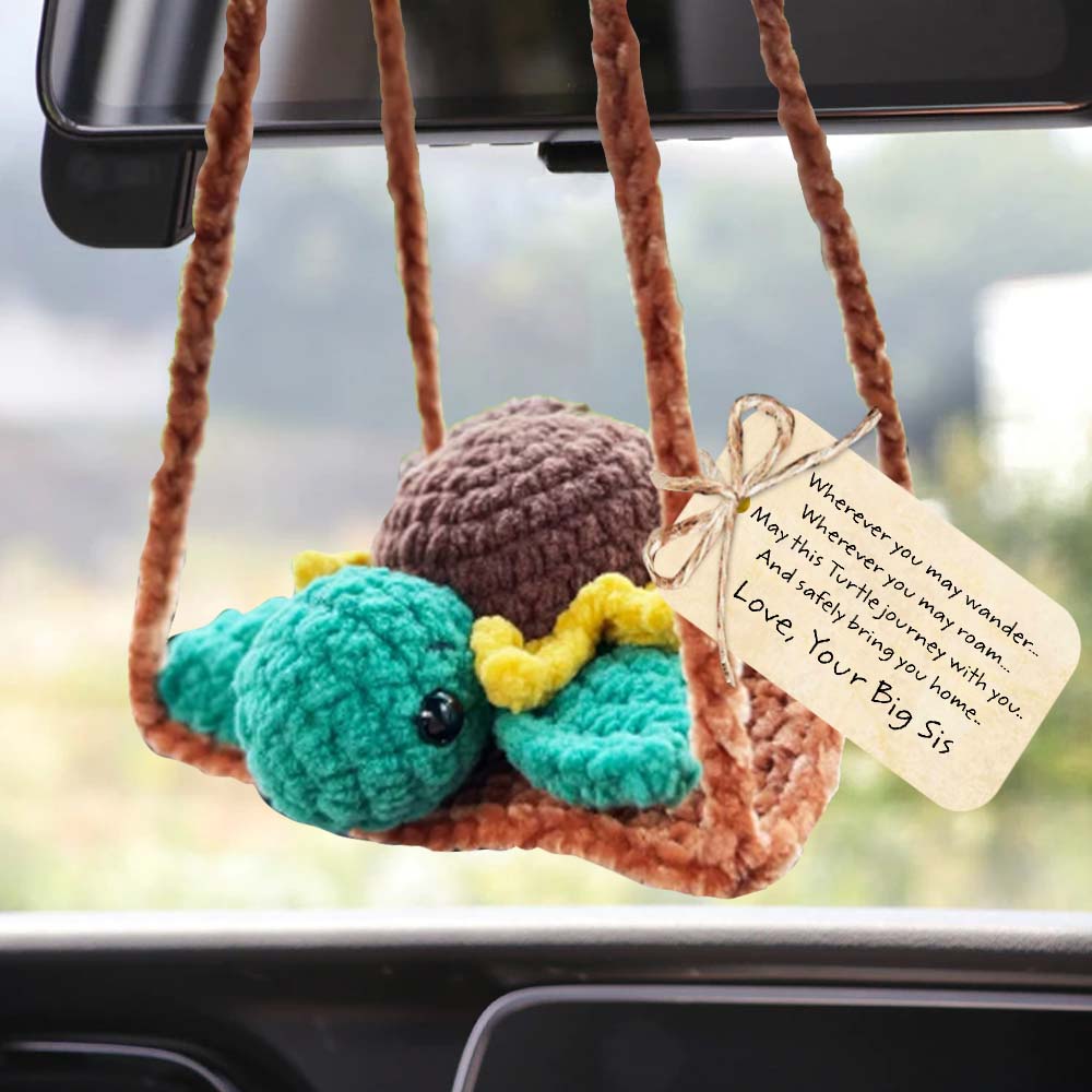 Tortue Tournesol Porte-Bonheur - Tortue au Crochet à Accrocher en Voiture avec Carte