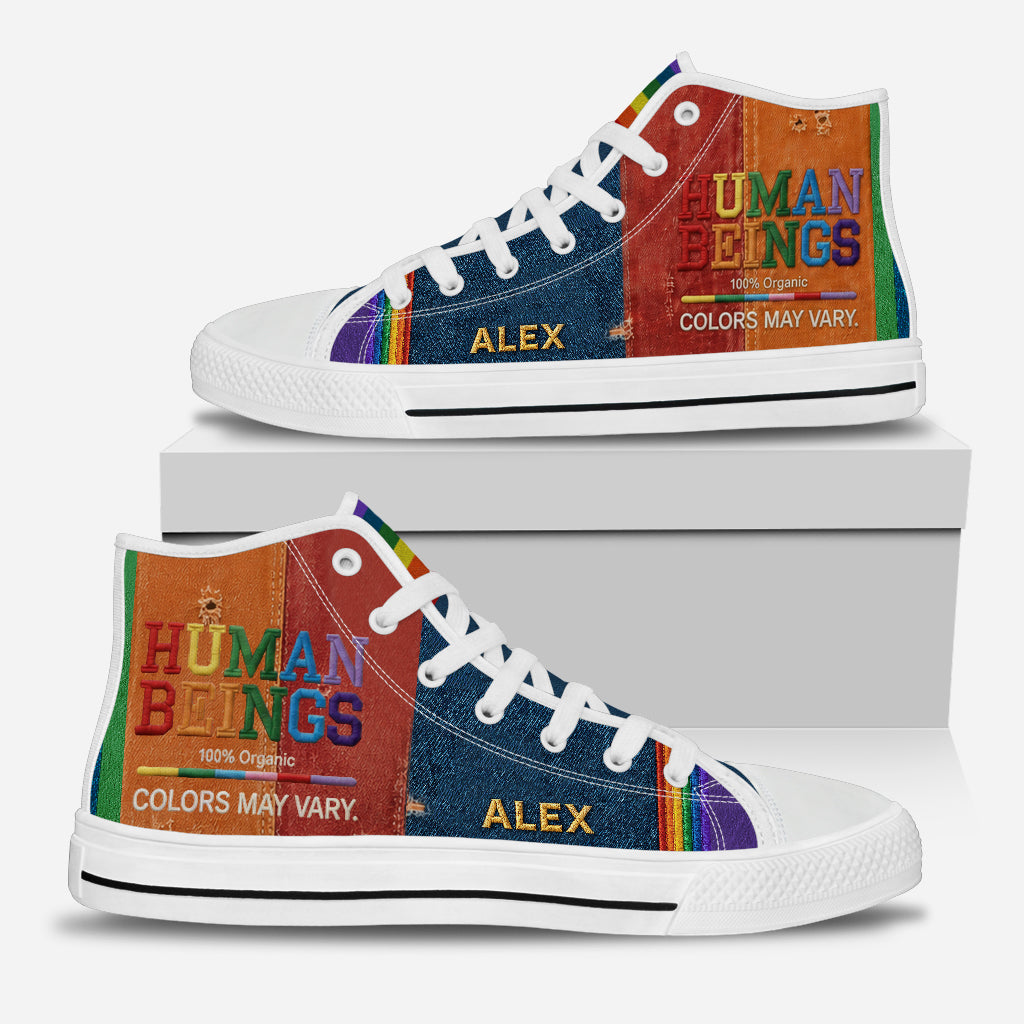 Couleurs des Êtres Humains Variées - Chaussures Hautes Personnalisées de Soutien LGBT avec Charme