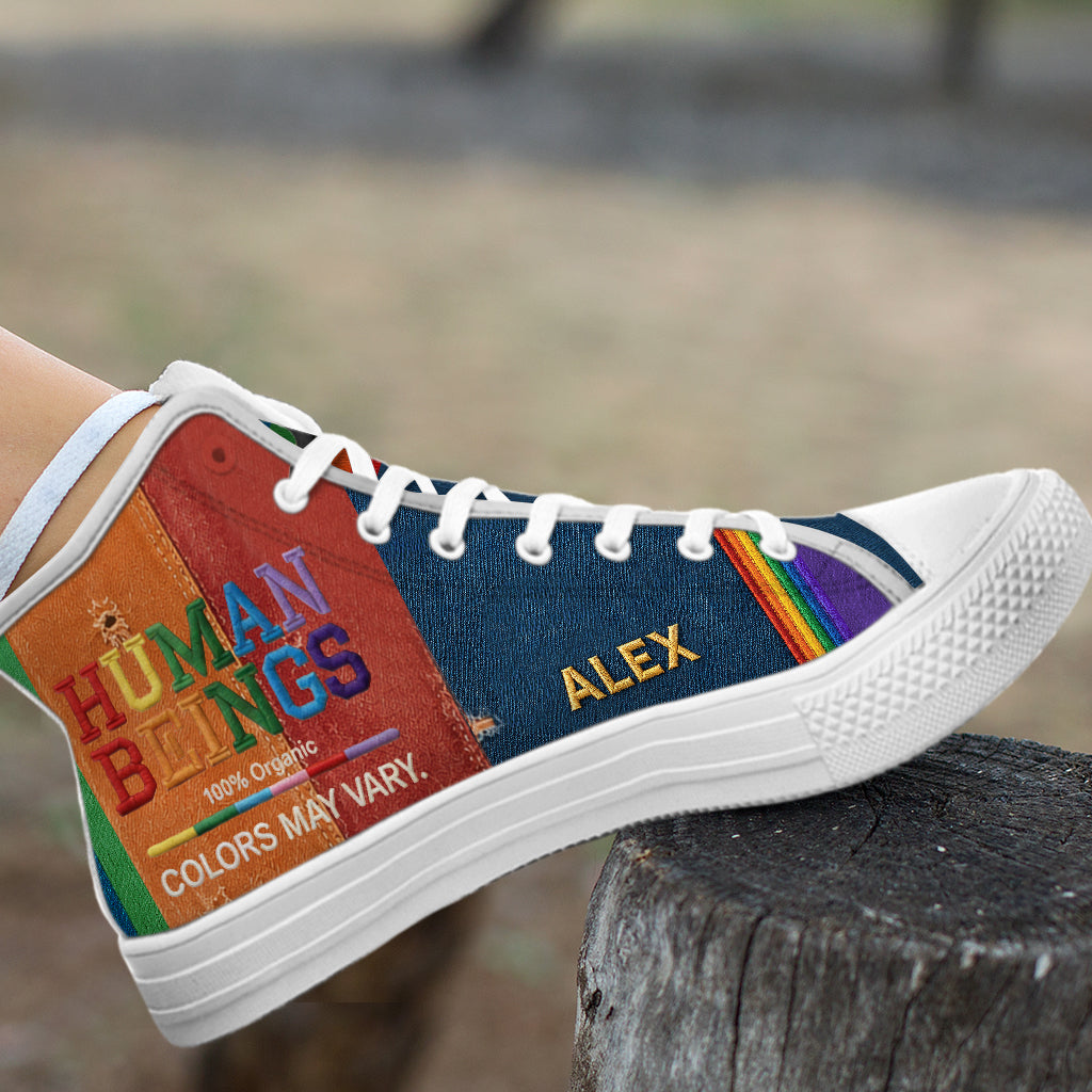 Couleurs des Êtres Humains Variées - Chaussures Hautes Personnalisées de Soutien LGBT avec Charme