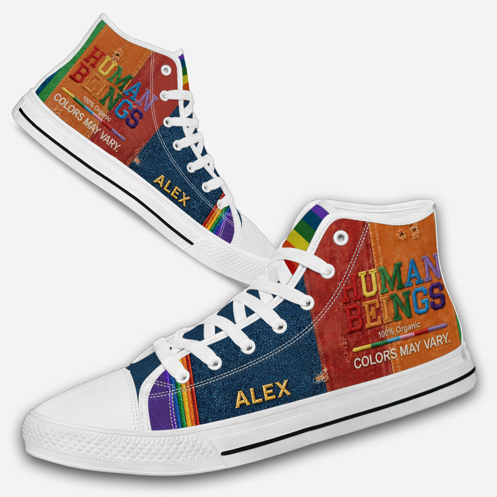 Couleurs des Êtres Humains Variées - Chaussures Hautes Personnalisées de Soutien LGBT avec Charme