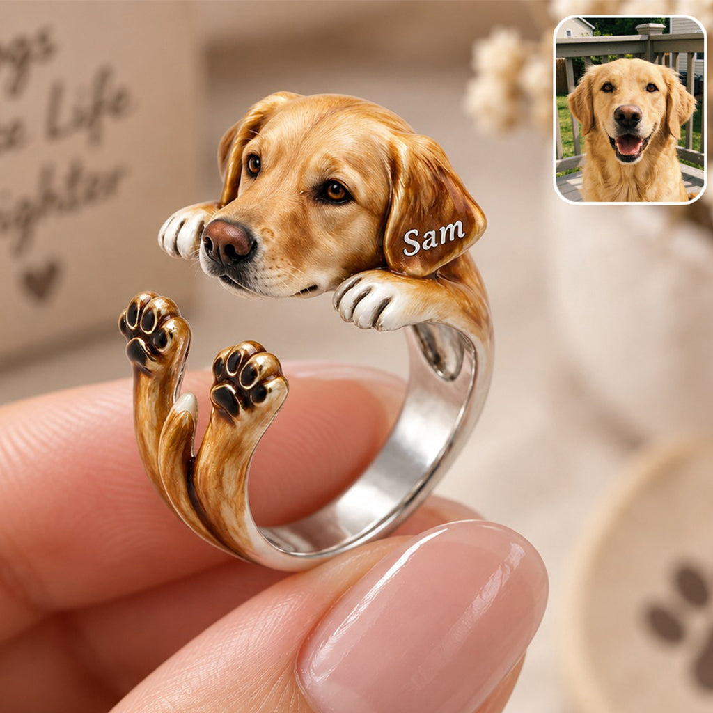 Little Paws, Endless Love - Personalized Dog Adjustable Shaped Ring