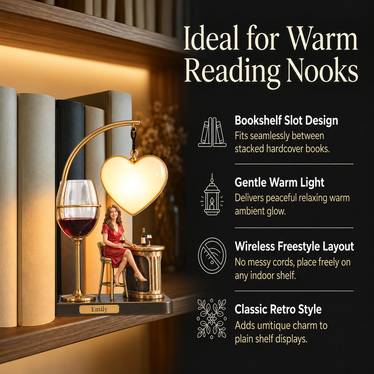 Any Photo - Personalized Wine Bookshelf Lamp