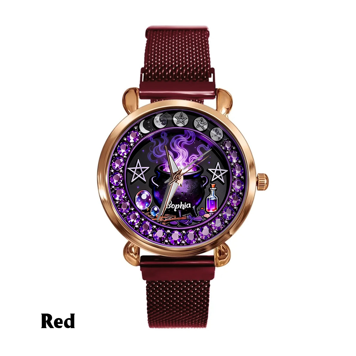 Montre-bracelet personnalisée pour femme sorcière - Sorcière magique 