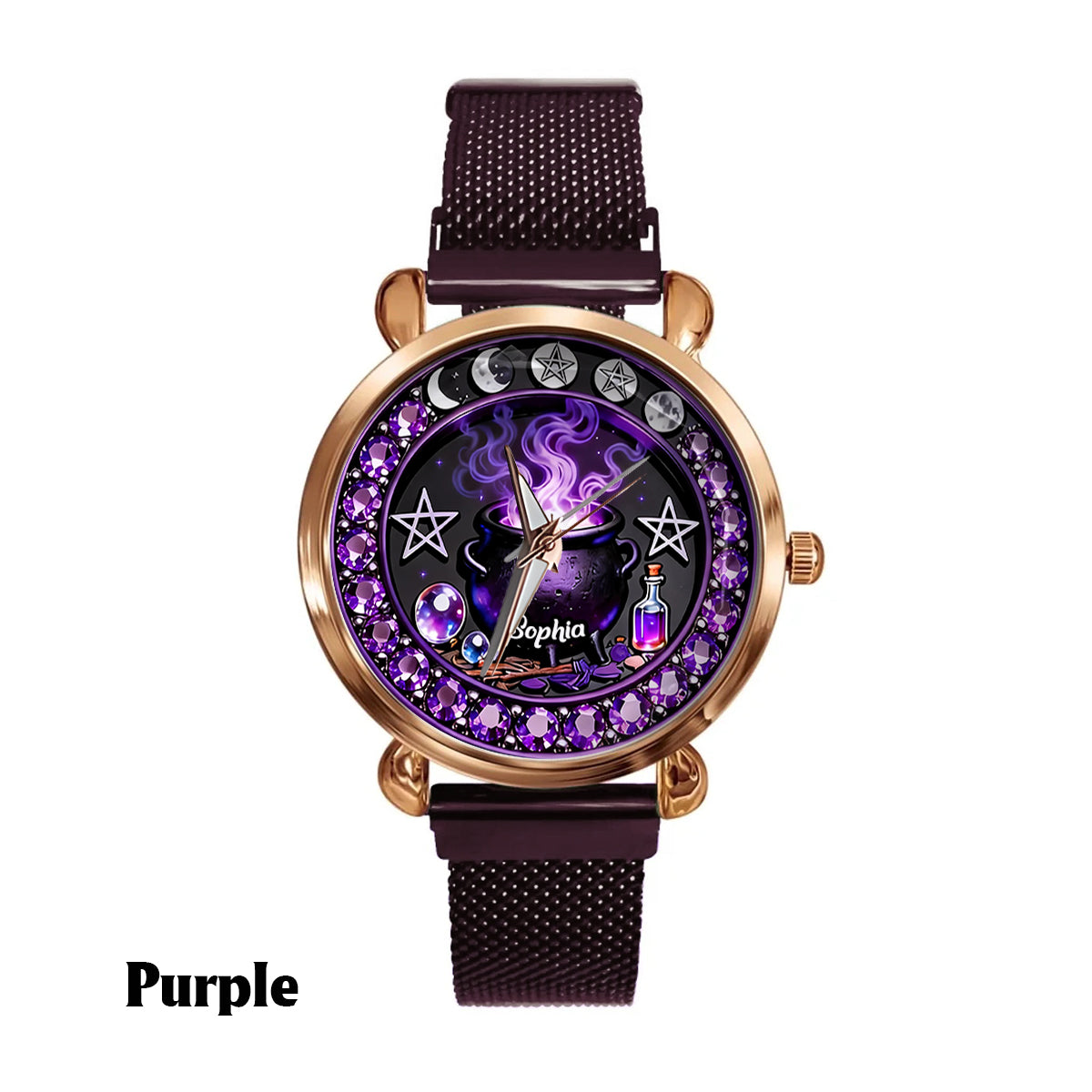 Montre-bracelet personnalisée pour femme sorcière - Sorcière magique 