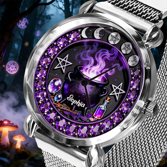 Montre-bracelet personnalisée pour femme sorcière - Sorcière magique 