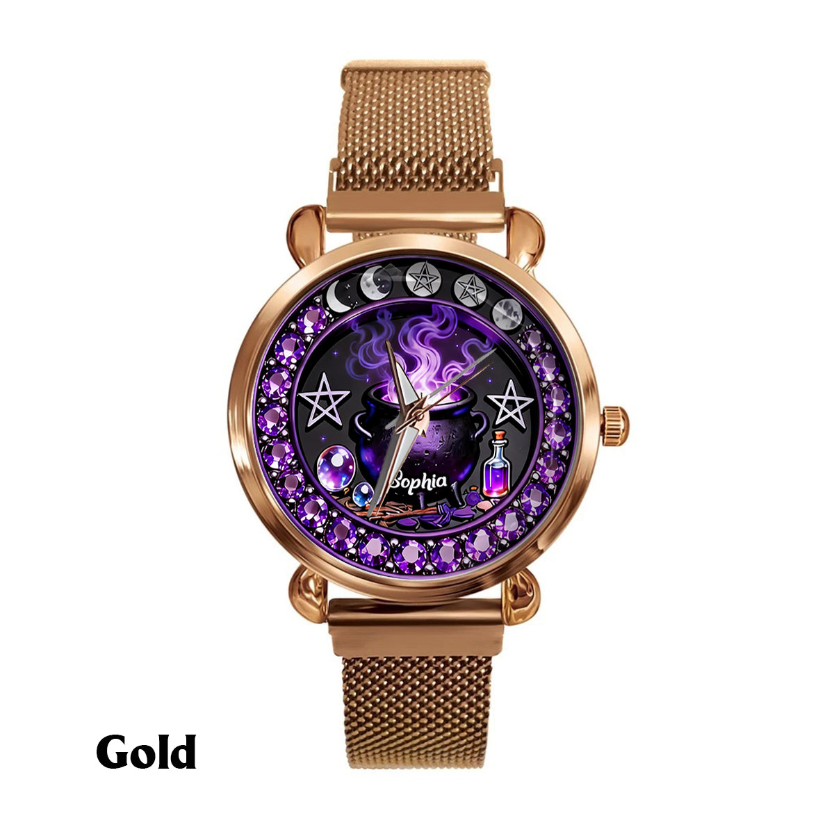 Montre-bracelet personnalisée pour femme sorcière - Sorcière magique 