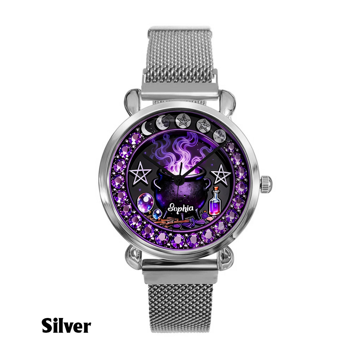 Montre-bracelet personnalisée pour femme sorcière - Sorcière magique 