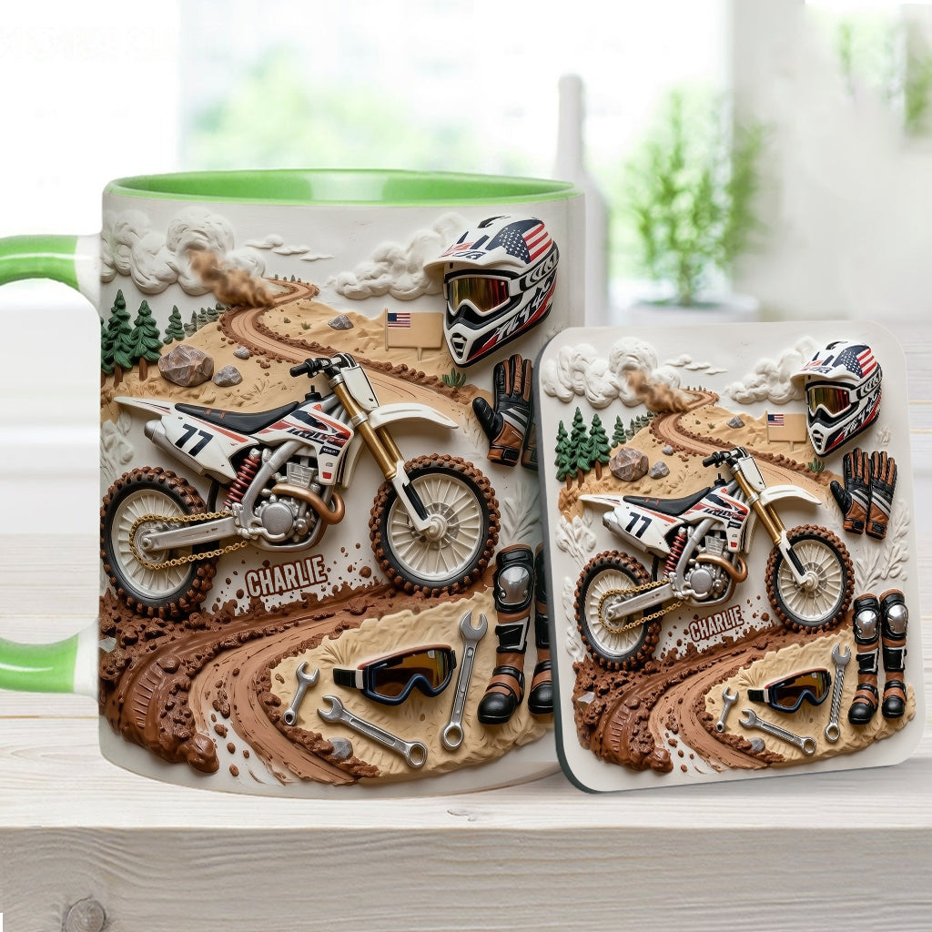 Mug et sous-verre personnalisés « Motocross »