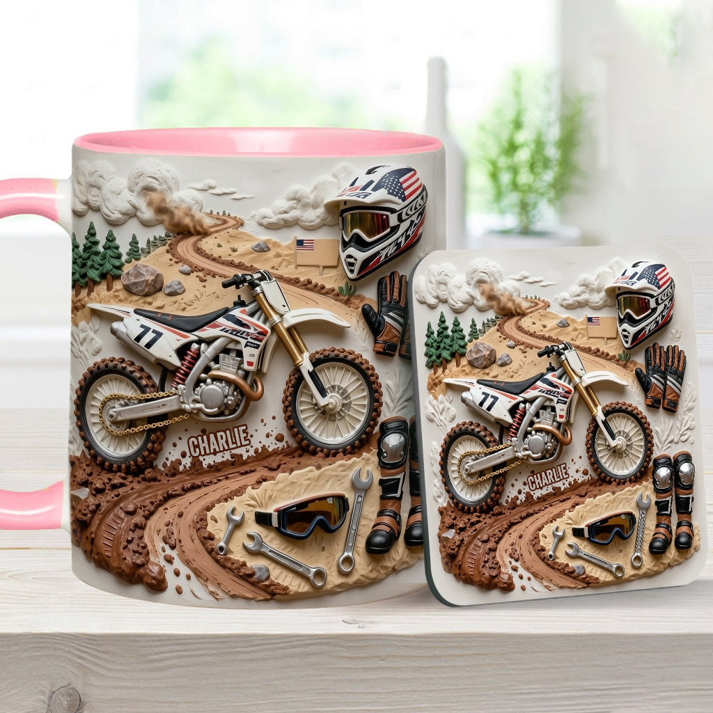 Mug et sous-verre personnalisés « Motocross »