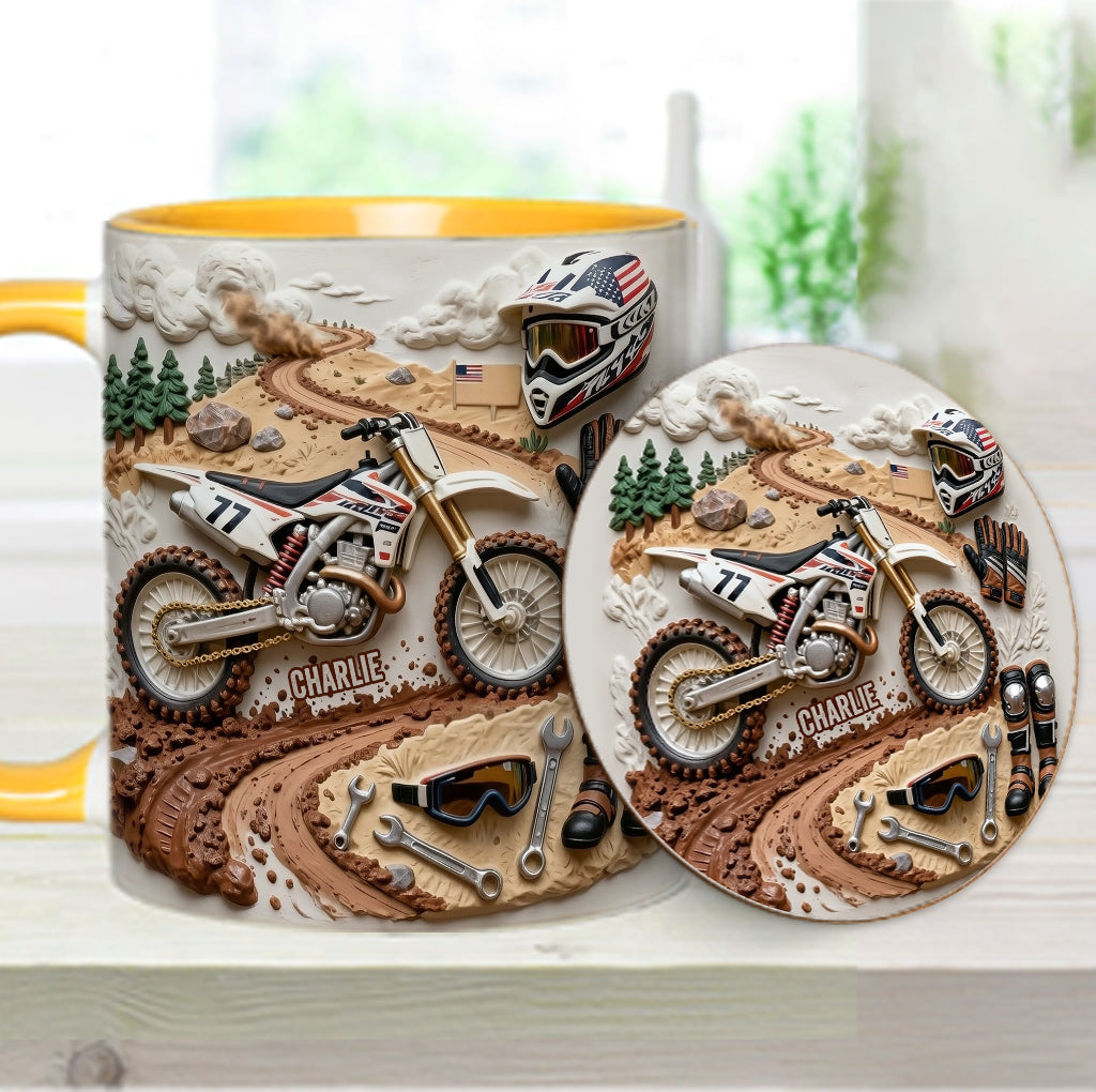 Mug et sous-verre personnalisés « Motocross »