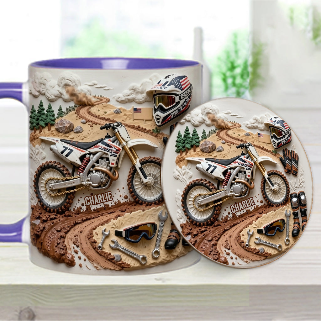 Mug et sous-verre personnalisés « Motocross »