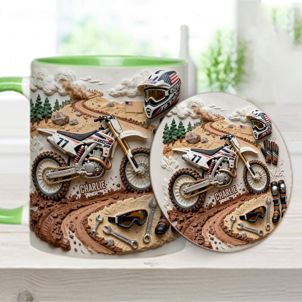 Mug et sous-verre personnalisés « Motocross »