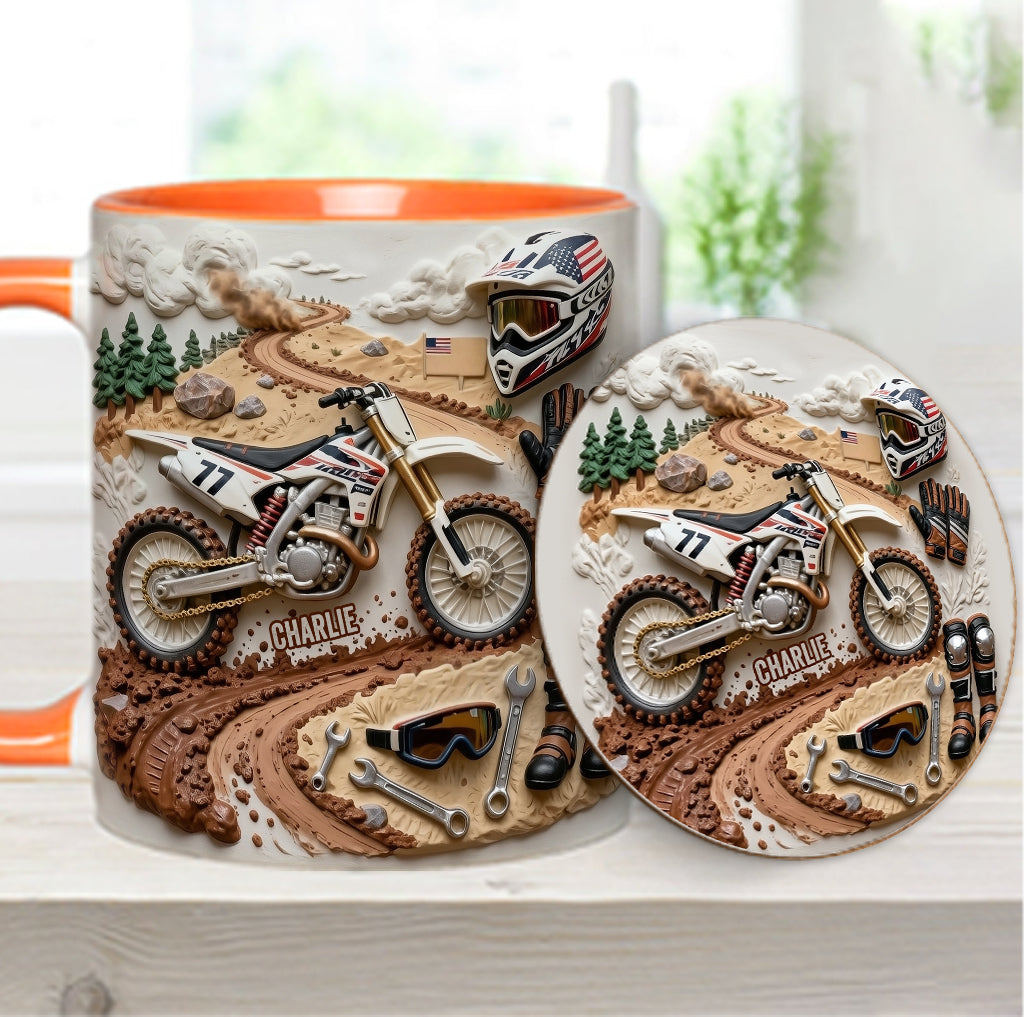 Mug et sous-verre personnalisés « Motocross »