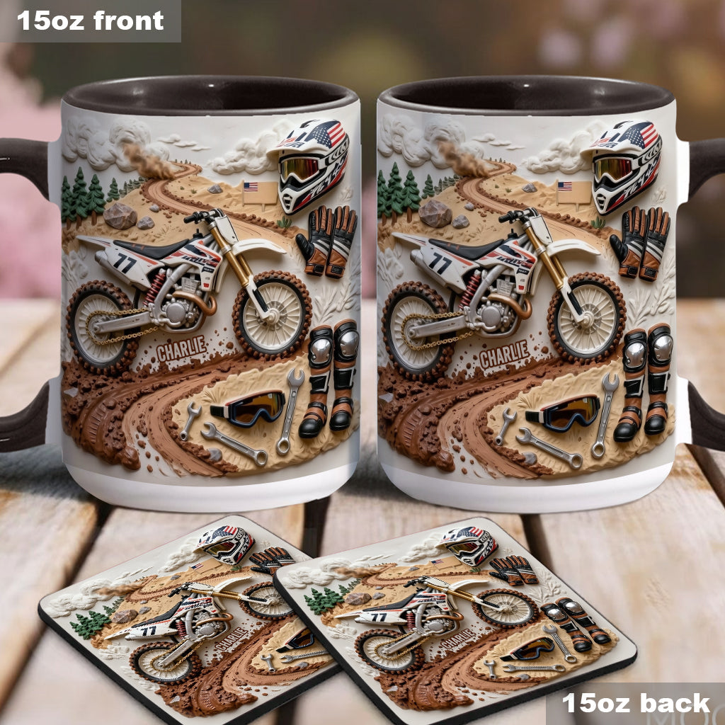 Mug et sous-verre personnalisés « Motocross »
