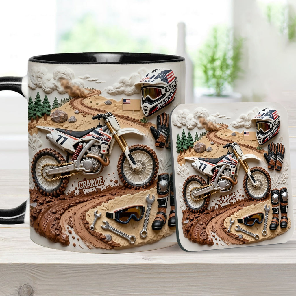 Mug et sous-verre personnalisés « Motocross »
