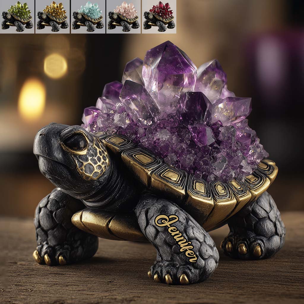 Améthyste/Quartz rose/Rubis/... Style Tortue - Plaque acrylique personnalisée en forme de tortue