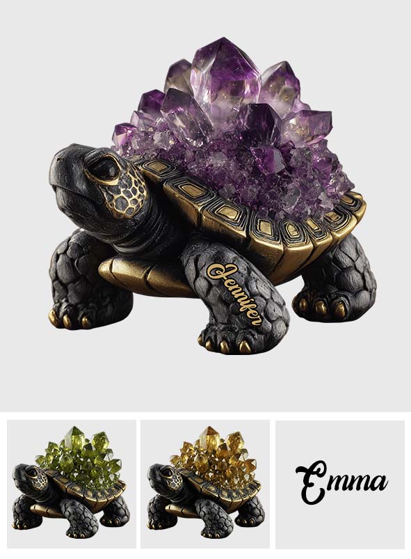 Améthyste/Quartz rose/Rubis/... Style Tortue - Plaque acrylique personnalisée en forme de tortue