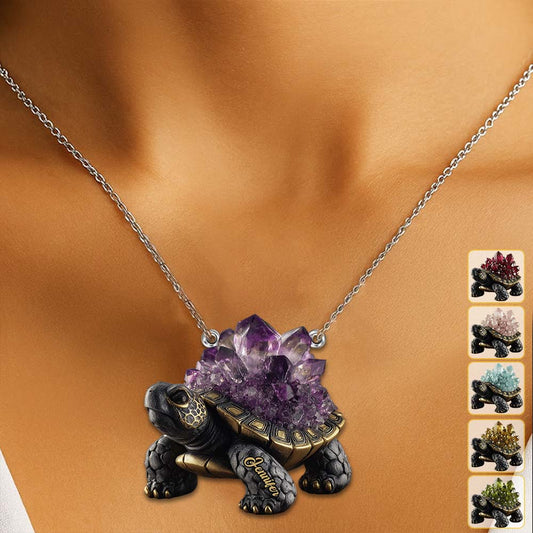 Amethyst/ Rose Quartz/ Ruby/... Style Turtle - Personalized Turtle Custom Shaped Pendant Necklace